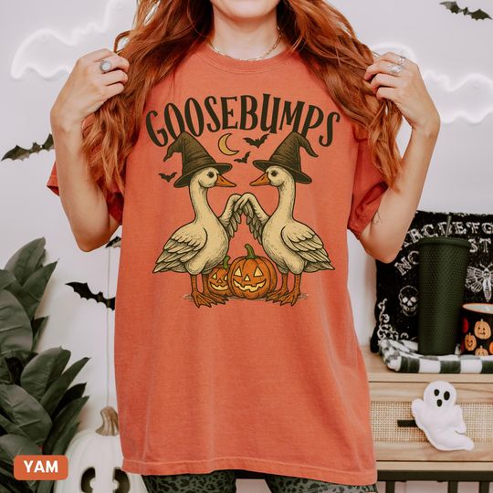 Funny Goose Bumps Halloween Comfort Colors T-Shirt, Retro Goose Pumps Shirt