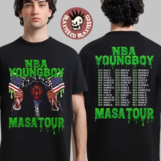 Discover NBA YoungBoy Masa Tour 2025 Merch Two Sided T-Shirt