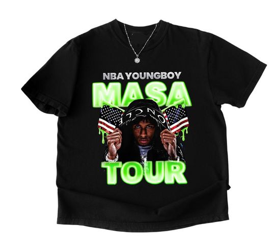 Discover N.B.A Young Boy Masa 2025 Tour Graphic T-Shirt, Rap Hip Hop Music Vintage Style Shirt