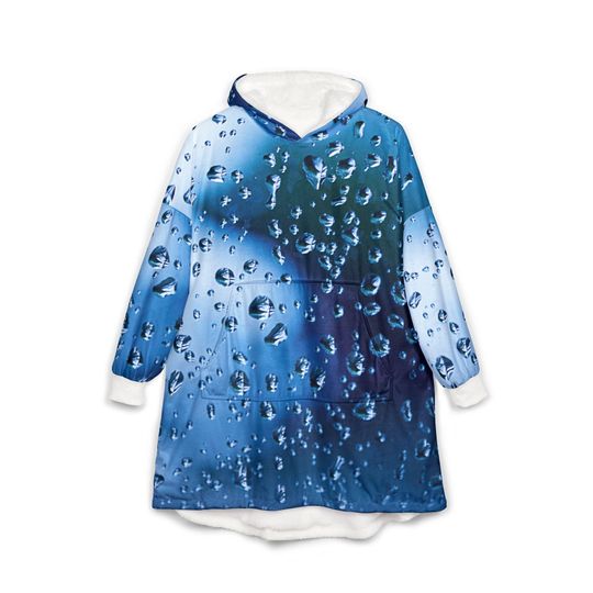 Discover Oversized Water Print Hoodie Blanket: Cozy Wearable Fleece Blanket