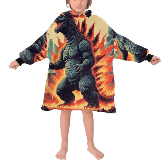 Kids Blanket Hoodie god zilla Kaiju Gojira Japam