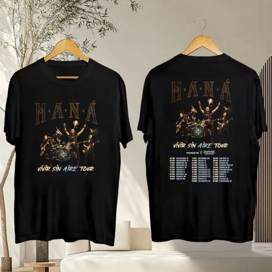 Discover Mana Latin Rock Band Music Tour 2025 Maná Vivir Sin Aire Tour 2025 T-shirt