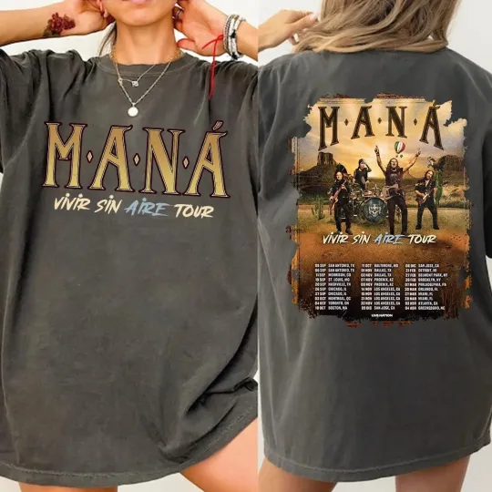 Discover NEW! Mana Tour 2025 Maná Vivir Sin Aire Tour 2025 Hot Concert Unisex T-shirt