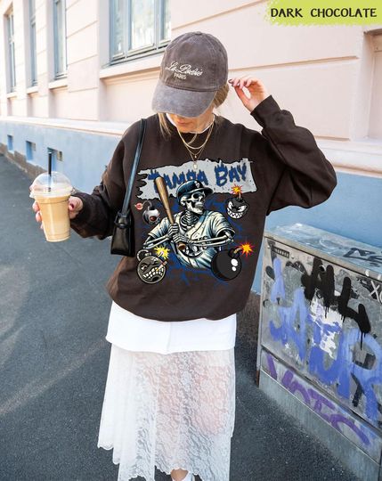 Discover Tampa Bay Baseball Skeleton Sweatshirt