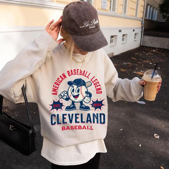 Discover Vintage Cleveland Baseball Sweatshirt, Baseball Game Day Tee