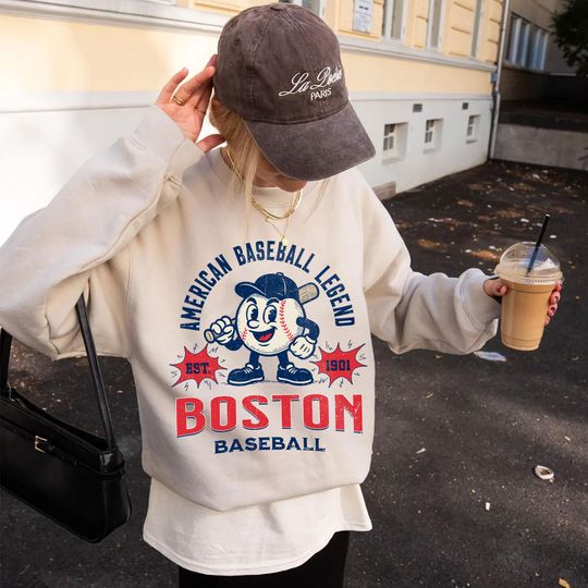Discover Vintage Boston Baseball Style Sweatshirt