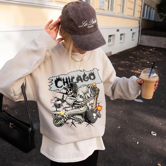 Discover Chicago Baseball Skeleton Sweatshirt and Hoodie for Adults and Youth