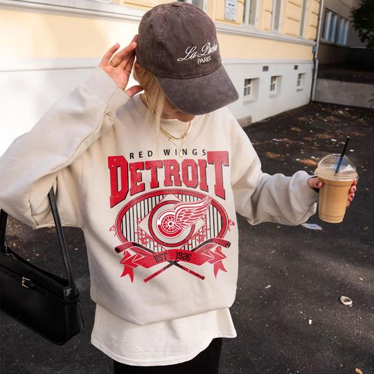 Discover Detroit Red Wings Hockey Sweatshirt, Vintage Graphic Tee, Hockey Fan Gift
