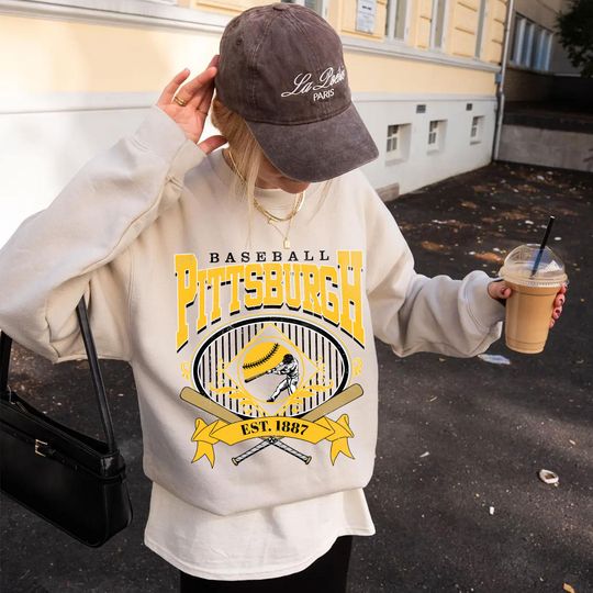 Discover Vintage Pittsburgh Baseball Sweatshirt, Sports Fan Hoodie for Adults and Youth