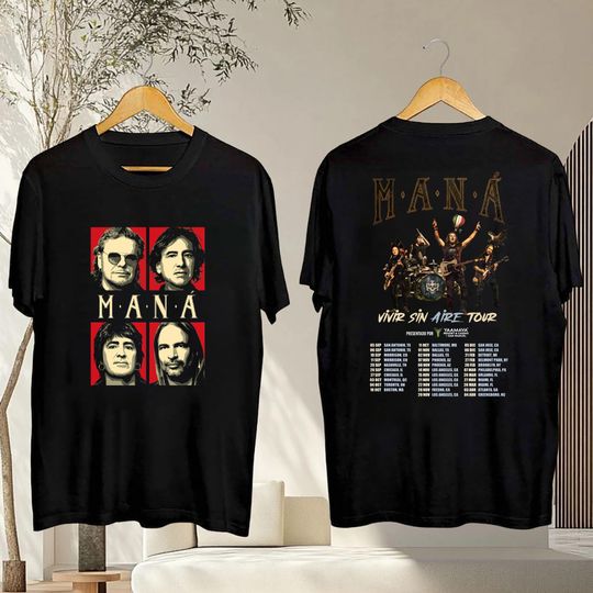 Discover Man Vivir Sin Aire Tour 2025 T-Shirt, Mana Band Tour 2025 T-Shirt, Latin Rock Mana Shirt, Man Fan Gift, Mana Merch, 90s Vintage Mana Shirt