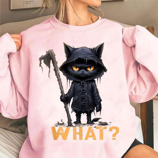 Discover Funny Halloween Cat Sweatshirt with Black Cat