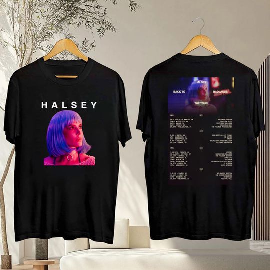Discover Halsey Tour 2025 T-Shirt, Halsey Back To Badlands The Tour Shirt, Halsey Album Shirt, Halsey Fan Gifts, Halsey Merch, Graphic Halsey Shirt