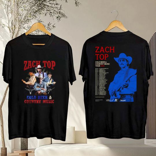 Discover Zach Top 90s Vintage Shirt, 2025 Zach Top Cold Beer & Country Music Tour Shirt, Zach Top Graphic Shirt, Zach Top Fan Gift, Zach Top Merch