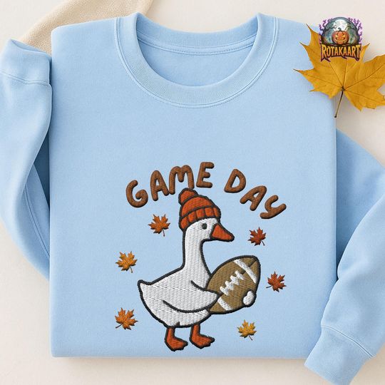 Discover Silly Goose Embroidered Sweatshirt, Football Goose Embroidered Shirt, Goose Game Day Shirt, Tis The Season Halloween Embroidery