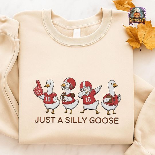 Discover Tis The Season Embroidered Sweatshirt, Just A Silly Goose Embroidered Shirt, Goose Game Day Shirt, Cute Fall Sports Halloween Embroidery