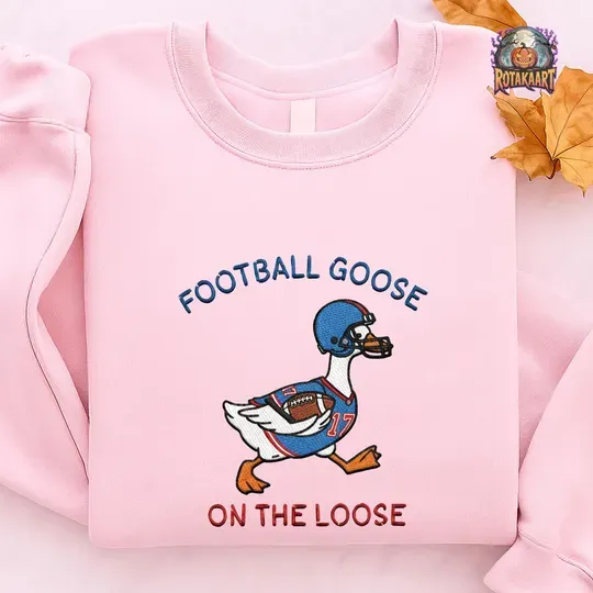 Goose Mafia Embroidered Sweatshirt, Goose On The Loose Embroidered Shirt, Buffalo Football Shirt, Buffalo Bills Halloween Embroidery