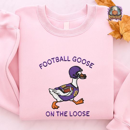 Discover Ravens Goose Embroidered Sweatshirt, Goose On The Loose Embroidered Shirt, Baltimore Ravens Shirt, Baltimore Goose Halloween Embroidery