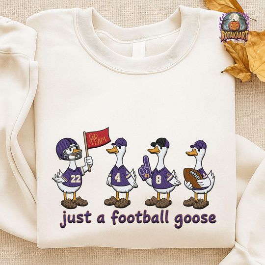 Discover Silly Goose Embroidered Sweatshirt, Just A Football Goose Embroidered Shirt, Baltimore Ravens Shirt, Ravens Goose Halloween Embroidery