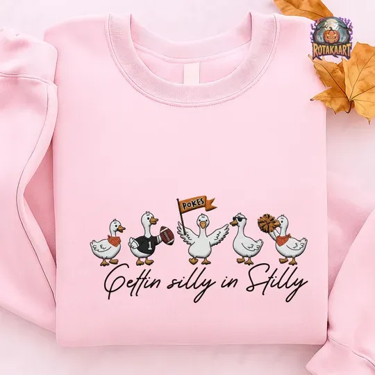 Discover Oklahoma State Embroidered Sweatshirt, Silly Goose Embroidered Shirt, Gettin Silly In Stilly Shirt, Game Day Halloween Embroidery
