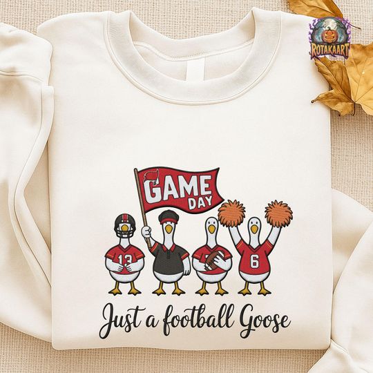 Discover Tampa Goose Embroidered Sweatshirt, Just A Football Goose Embroidered Shirt, Tampa Bay Buccaneers Shirt, Fan Goose Halloween Embroidery