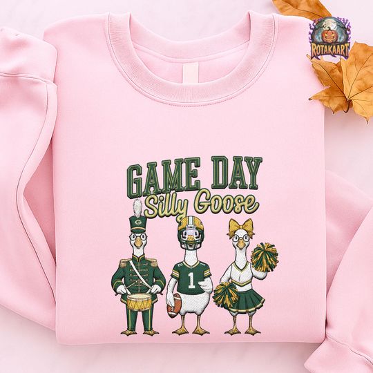 Discover Packers Goose Embroidered Sweatshirt, Game Day Silly Goose Embroidered Shirt, Green Bay Packers Shirt, Cheeseheads Halloween Embroidery