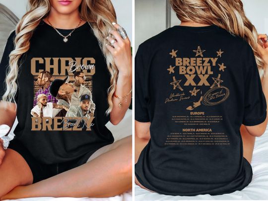 Discover Chris Brown Tour Breezy Bowl XX V2 Vintage Shirt, Concert Retro 2025 Shirt, Chris Brown Graphic Tee, Music Tour Y2k T-Shirt
