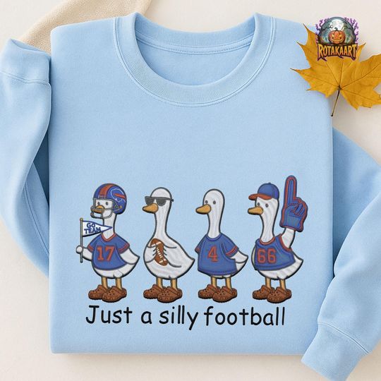 Discover Buffalo Bill Goose Embroidered Sweatshirt, Just A Silly Football Embroidered Shirt, Buffalo Football Shirt, Silly Goose Halloween Embroidery