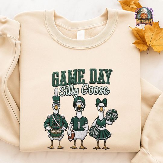 Discover Bird Gang Embroidered Sweatshirt, Game Day Silly Goose Embroidered Shirt, Philadelphia Eagles Shirt, Football Goose Halloween Embroidery