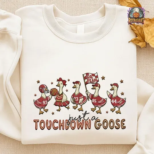 Discover Silly Goose Embroidered Sweatshirt, Just A Touchdown Goose Embroidered Shirt, San Francisco Shirt, Football Goose Halloween Embroidery
