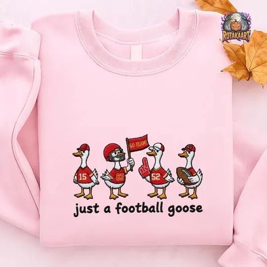 Discover Kansas City Chiefs Embroidered Sweatshirt, Just A Football Goose Embroidered Shirt, Kansas Goose Shirt, Silly Goose Halloween Embroidery
