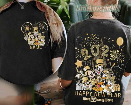 Personalized Mickey & Friends Happy New Year Fireworks 2026 Shirt, Disney Family Tee, New Year Crew shirt, Magic Kingdom Happiest Place