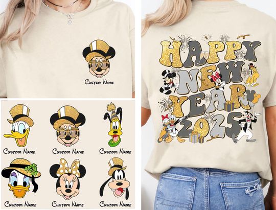 Discover Personalized Mickey & Friends Happy New Year 2025 Shirt | The Most Magical Place On Earth Tshirt | New Year Crew shirt
