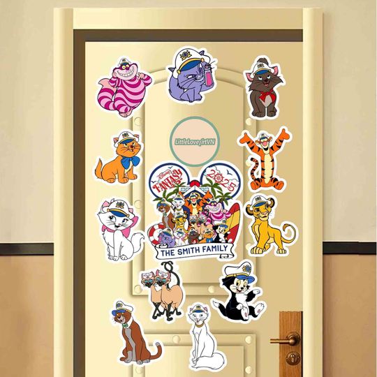 Discover Customize Disney Cats All Characters Cruise Magnets, Disney Marie Cheshire Tigger Cruise Ship Stateroom Door, Family Cruise Trip, Wish Magic