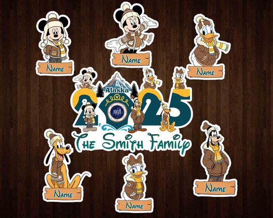 Personalized Mickey & Friends Disney Alaska Cruise Magnet, Disney Cruise Line Magnet, Family Cruise Ship Stateroom Door, Wish Fantasy Magic