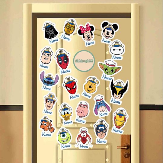 All character Mickey & friends Disney Cruise Magnets, Disney Family Cruise Cruise Ship Stateroom Door, Cruise Trip, Wish Fantasy Magic Dream