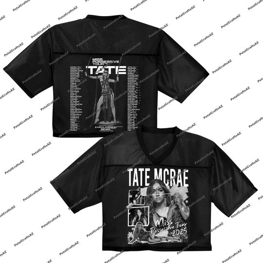 Discover Tate McRae Miss Possessive Tour 2025 Mesh Cropped Jersey, Tate McRae Concert Outfit, Tate McRae Merch, Tate McRae Crop Top Football Jersey
