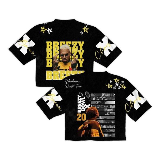 Discover Custom Chris Brown Crop Top Mesh Football Jersey, Personalization Breezy Bowl Crop top Jersey, Chris Brown Fans, Breezy Bowl XX Tour