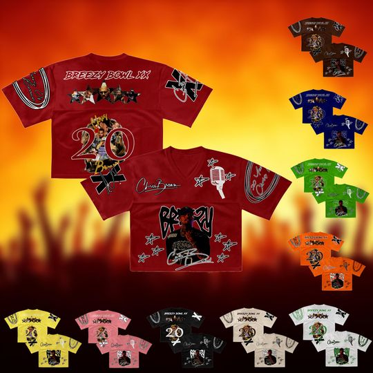 Discover Chris Brown Tour Crop Top Football Jersey, Personalized Breezy Bowl 2025 Crop top Jersey, R&B Concert Outfit, Unisex Fan Gift