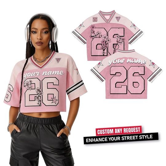 Discover Customizable Jersey Crop Top: Personalized Name & Number Streetwear - Womens Sports Jersey