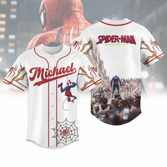 Discover Personalized Spider-Man Baseball Jersey, Spiderman Baseball Shirt, Spider Man Jersey, Spidey Shirt, Superhero Shirt, Gift For Him Her