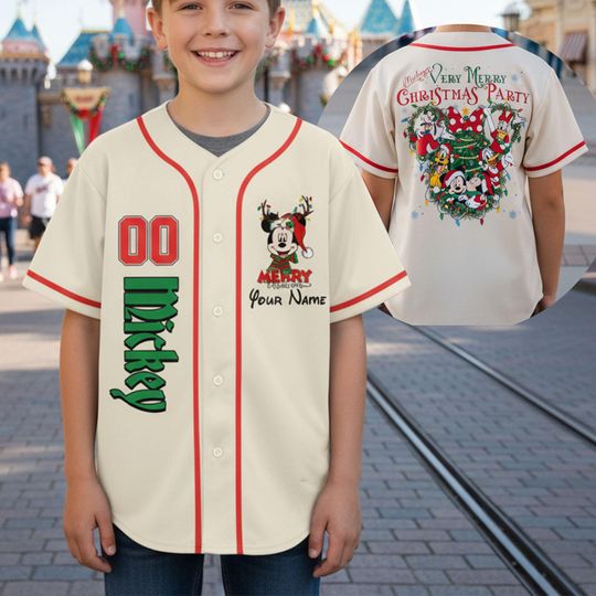 Discover Personalized Mickey and Friends Christmas Jersey, Mickey Christmas Jersey, Kids Birthday Jersey