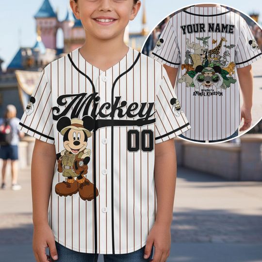 Discover Personalized Mickey Mouse Safari Baseball Jersey, Family Trip Jersey