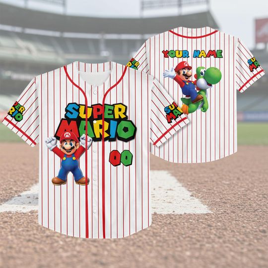 Discover Personalized Super Mario Baseball Jersey,  Mario Baseball Jersey, Jersey for Kids, Youth & Adults |Birthday Gift
