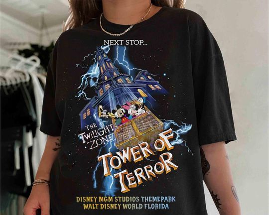 Discover Retro Disney Tower Of Terror Mickey and Friends T-shirt, Hollywood Studios Twilight Zone Tee, Disney Rides Shirt, Fanily Halloween Matching