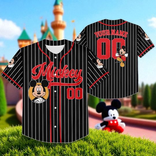 Discover Personalize Disney Mickey Mouse Baseball Jersey, Disneyland Mickey Jersey