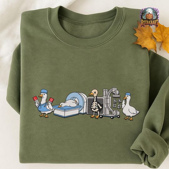 Discover Silly Goose Embroidered Sweatshirt, Radiologic Technologist Goose Embroidered Shirt, CT MRI Goose Shirt, Goose Bumps Halloween Embroidery