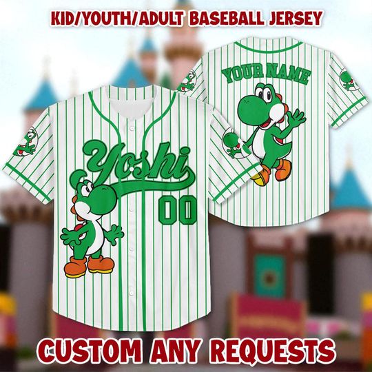 Discover Personalized Super Mario Yoshi Baseball Jersey, Cute Birthday Gift, Mario Bros Matching