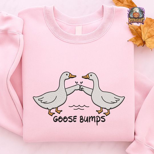 Discover Silly Goose Embroidered Sweatshirt, Cute Goose Bumps Embroidered Shirt, Got Too Silly Shirt, Goose Lover Halloween Embroidery