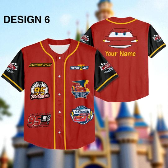 Discover Custom Cars Lightning McQueen Baseball Jersey , Cars Cartoon Jersey Shirt