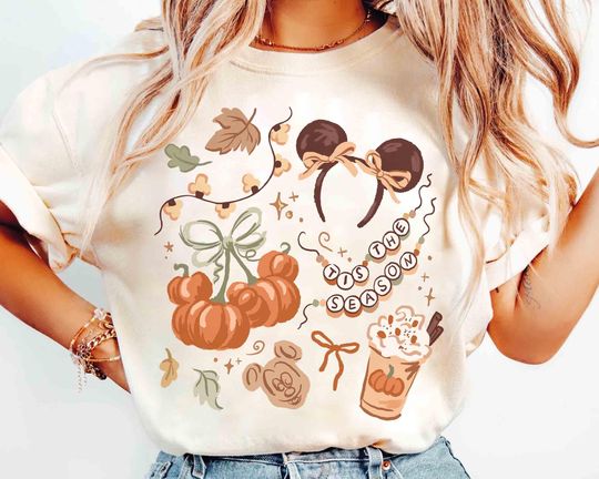 Discover Watercolor Coquette Bow Disney Halloween Shirt, Disney Mickey Pumpkin Coquette Comfort Colors Tee, Fall Coquette Disney, Tis The Season Gift